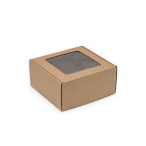 Pudełko ozdobne z oknem 200x200x100mm brąz