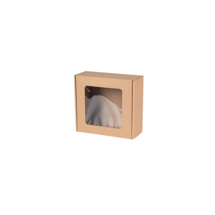 Pudełko ozdobne EKO brąz z oknem 200x200x75mm