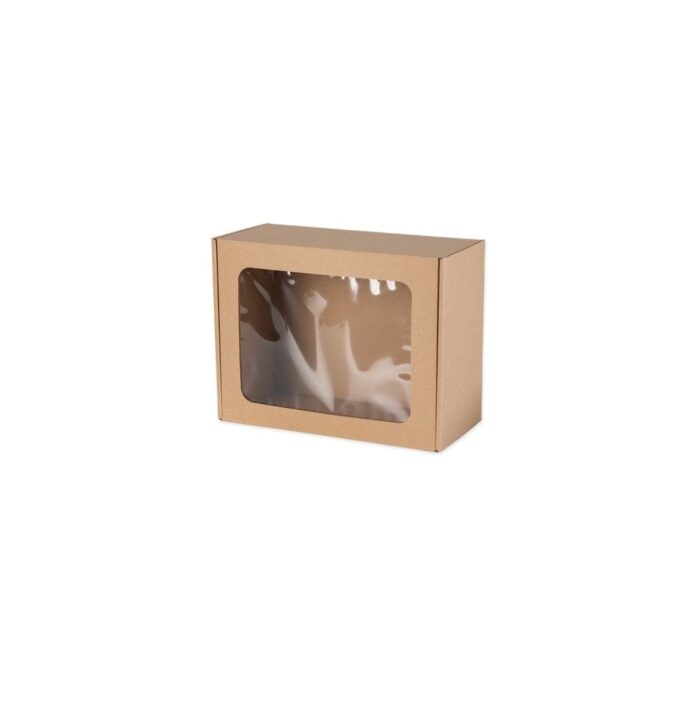 Pudełko ozdobne EKO brąz z oknem 250x200x100mm