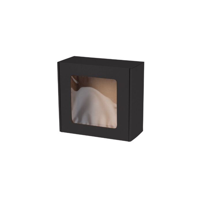Pudełko ozdobne EKO czarne z oknem 200x200x100mm